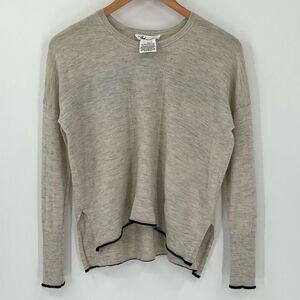 Paychi Guh 100% Cashmere Long Sleeve Sweater Heathered Oatmeal Women Small